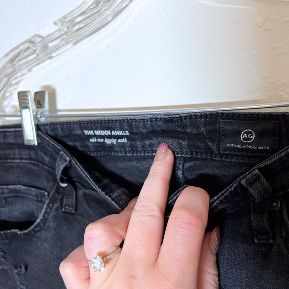 AG Adriano Goldschmied‎ The Midi Ankle Distressed Black Jeggings - Picture 5 of 7